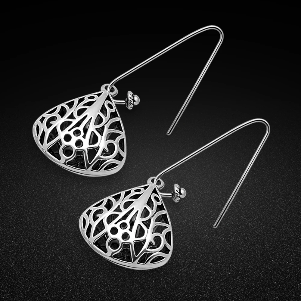 

925 Silver Love Heart Earrings New Trend Jewelry Vintage Design Aesthetic Dangle Earrings For Alternative Girl Punk Gifts