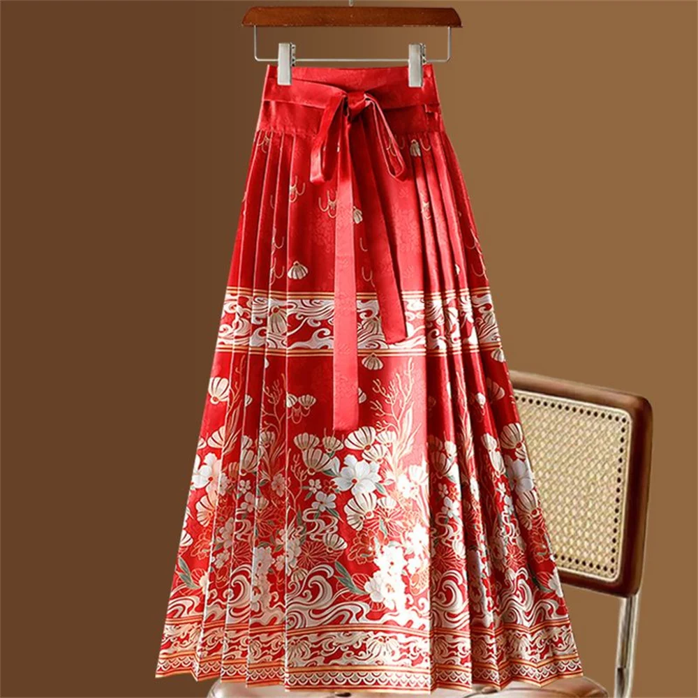 Chinese Style National style Horse-face Skirt Female High Waist Slim Joker Improved Hanfu Antique Plus Size A-line Skirt XQ235