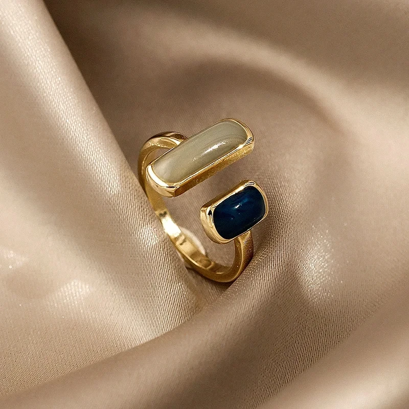Women's Adjustable Colorful Drip Glaze Ring, Retro Style