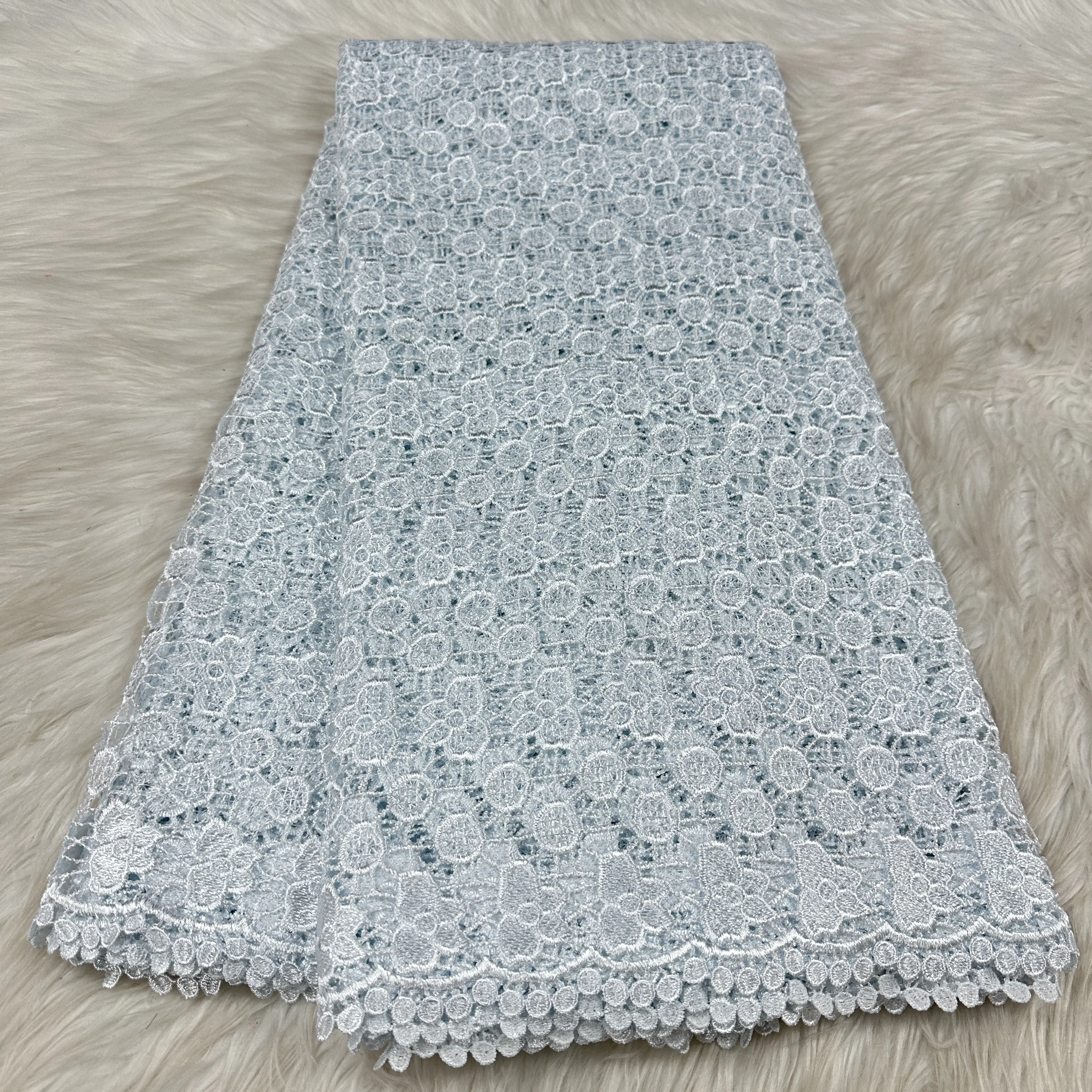 

Африканская кружевная ткань 2025 г., высококачественная нигерийская гипюровая кружевная ткань для шитья свадебного платья - YC