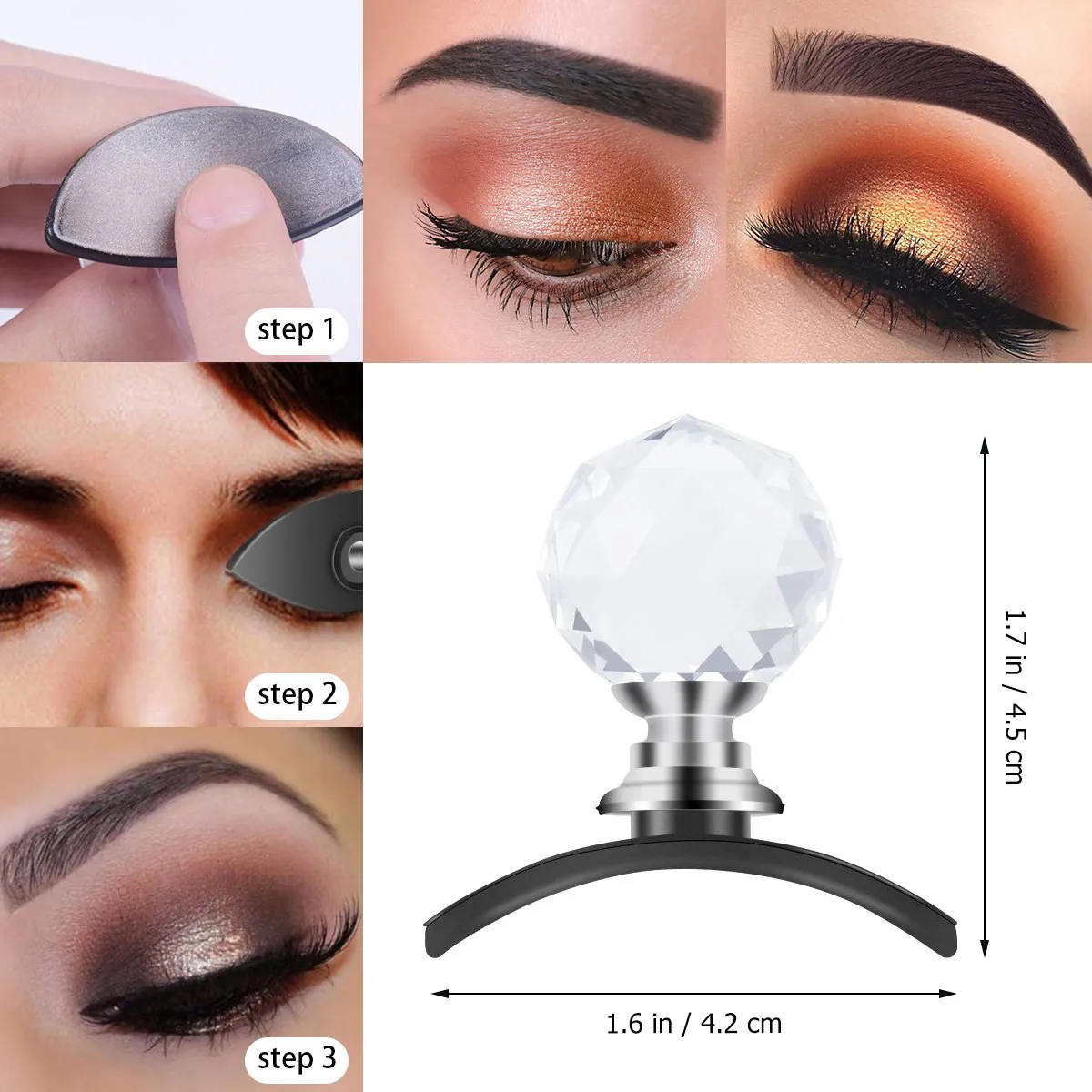Crystal Ball Handle Eyeshadow Stamp for Beginners Easy Multi- Shadow Application in Seconds Perfect Gift for Women