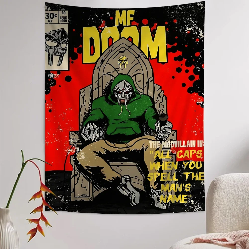 MF DOOM نسيج ملون للتعليق على الحائط التارو الهبي سجاد الحائط ديكور المنزل
