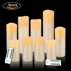 2024 Selected Led Real Wax Candle Light, Flameless Candle Battery Powered Candle Real Wax Column Led Candle with 10 Key Remote Control and Cycle 24 Hours Timer (Ivory 4