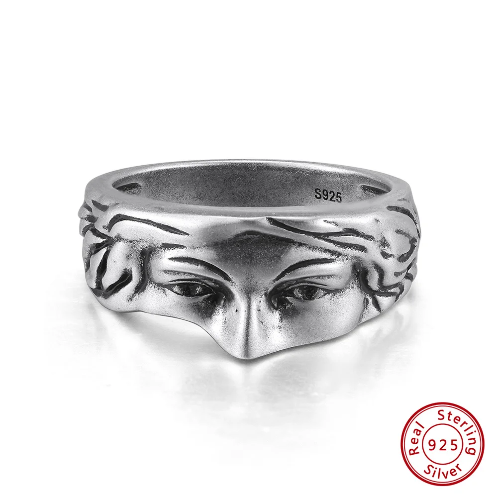 

KISS MANDY S925 стерлингового серебра креативное мистическое кольцо для лица в маске готическое индивидуальное кольцо на палец с маской для мужчин ювелирные изделия в подарок NMR18