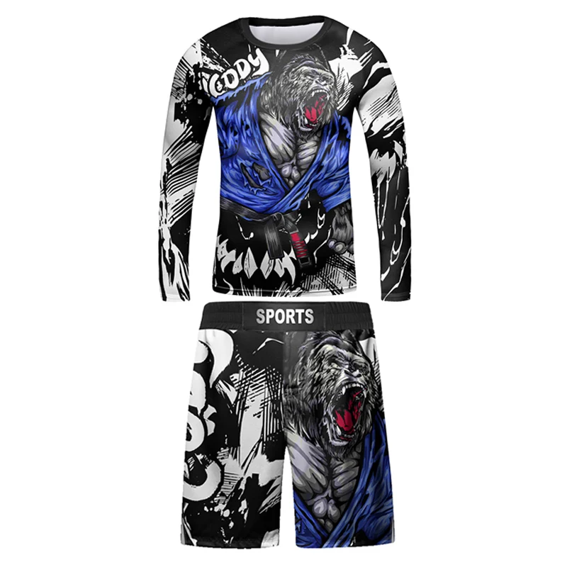 Mma Kids  Rash Guard Bjj T-shirt+Pant Set Jiu Jitsu Shorts Children Kickboxing Muay Thai Fighting Sportwear Boy Boxing Clothing