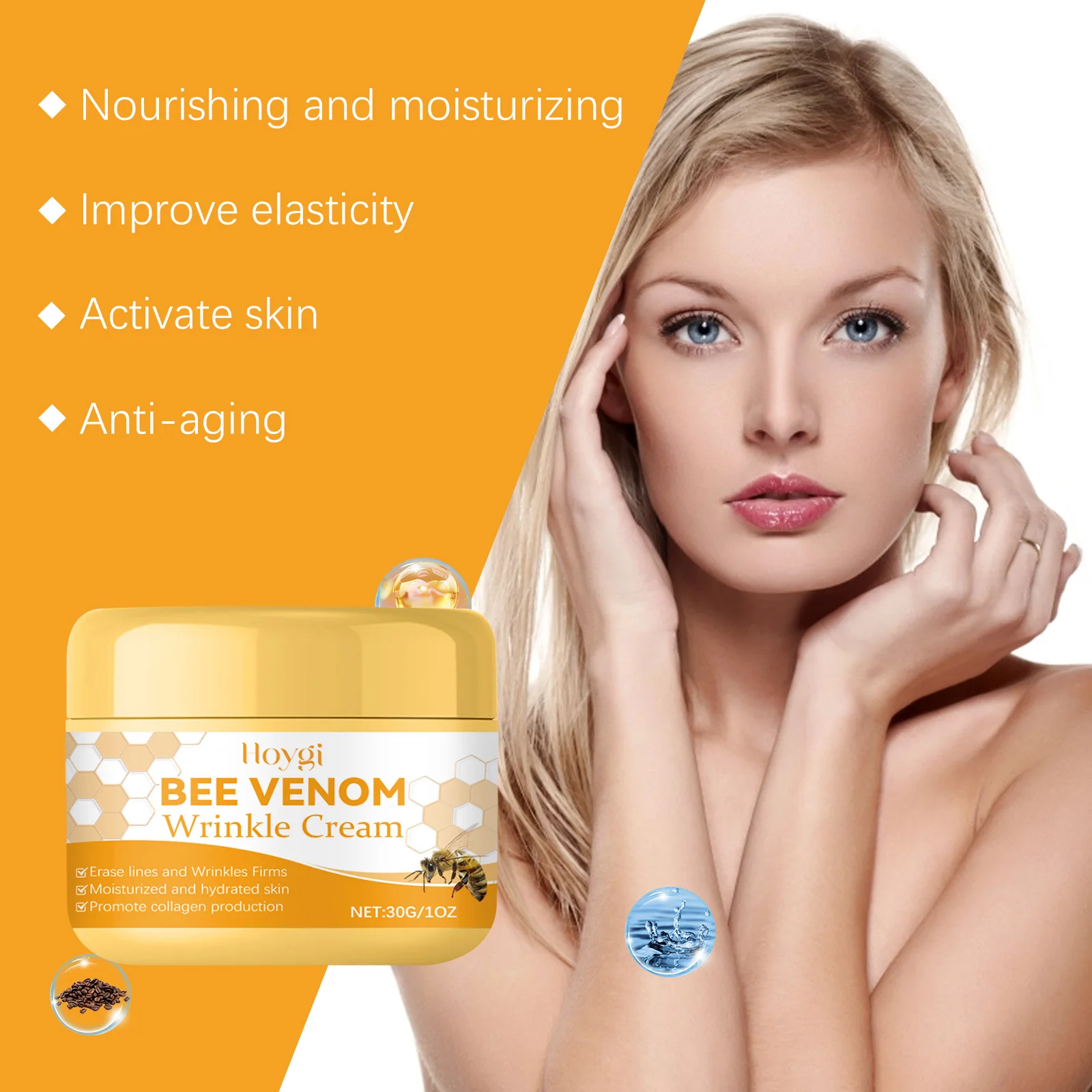 Bee Venom Face Cream Moisturizing Sagging Improvement Reduce Fine Lines Damaged Skin Repair Facial Cream Nourishing Skin Care