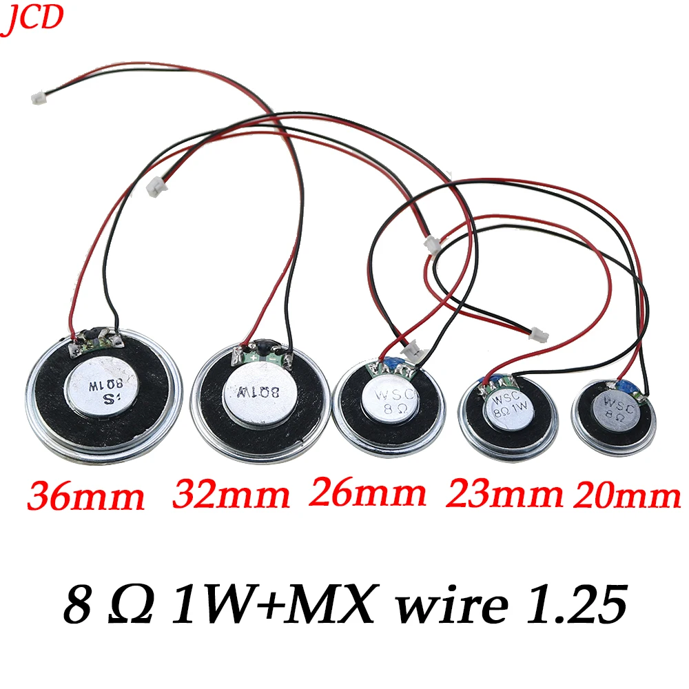 

1PCS Ultra Thin Speaker 8 Ohms 1W Watt Diameter 20MM 23MM 26MM 32MM 36MM With MX1.25 Plug Terminal Wire Length 15CM Buzzer horn