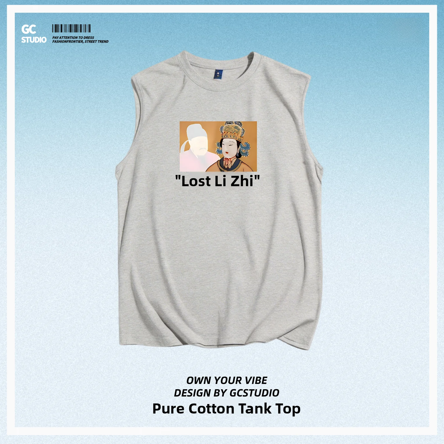Pure Cotton Sleeveless Vest Losi Li Zhi Wu Zetian Heavyweight Creative Print Loose Unisex Top Women's Style Breathable Sporty