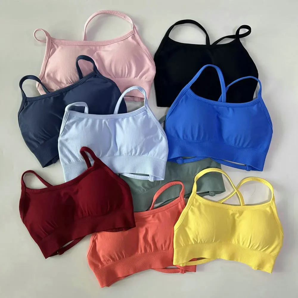 

NO LOGO Women Seamless Yoga Bra Cross Back Backless Sports Bra Padded Sexy Top Gym Crop Top Fitness Sportswear Underwear