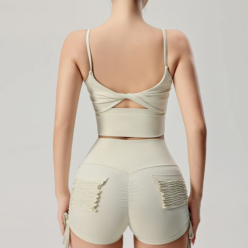 2024 High Quality Fitness Yoga Crop Top Push Up Compression Gym Bralette Women Strappy Workout Bra