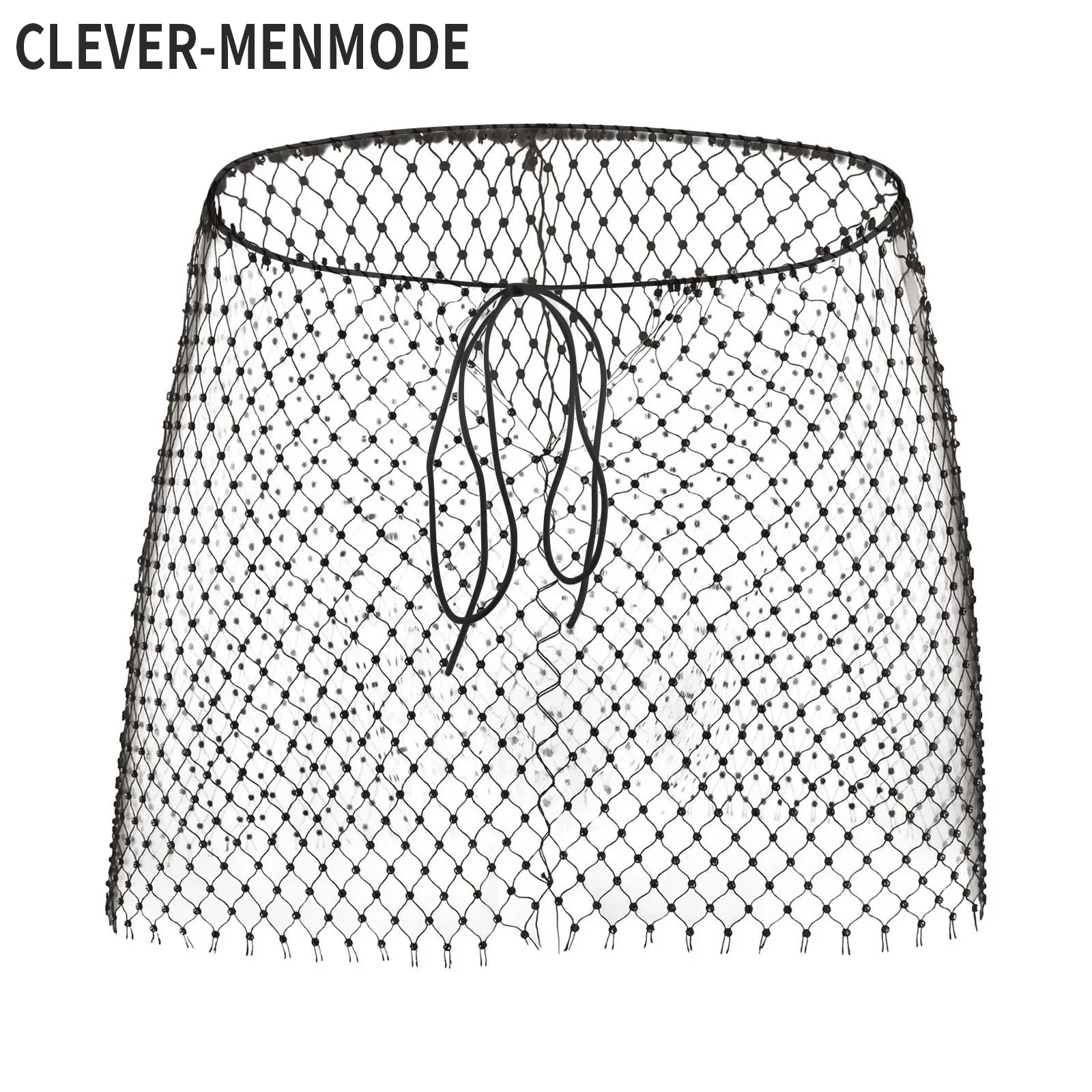 CLEVER-MENMODE Fishnet Sexy boxer mutandine uomo pantaloncini in rete trasparente strass Culottes mutande trasparenti Lingerie allentate