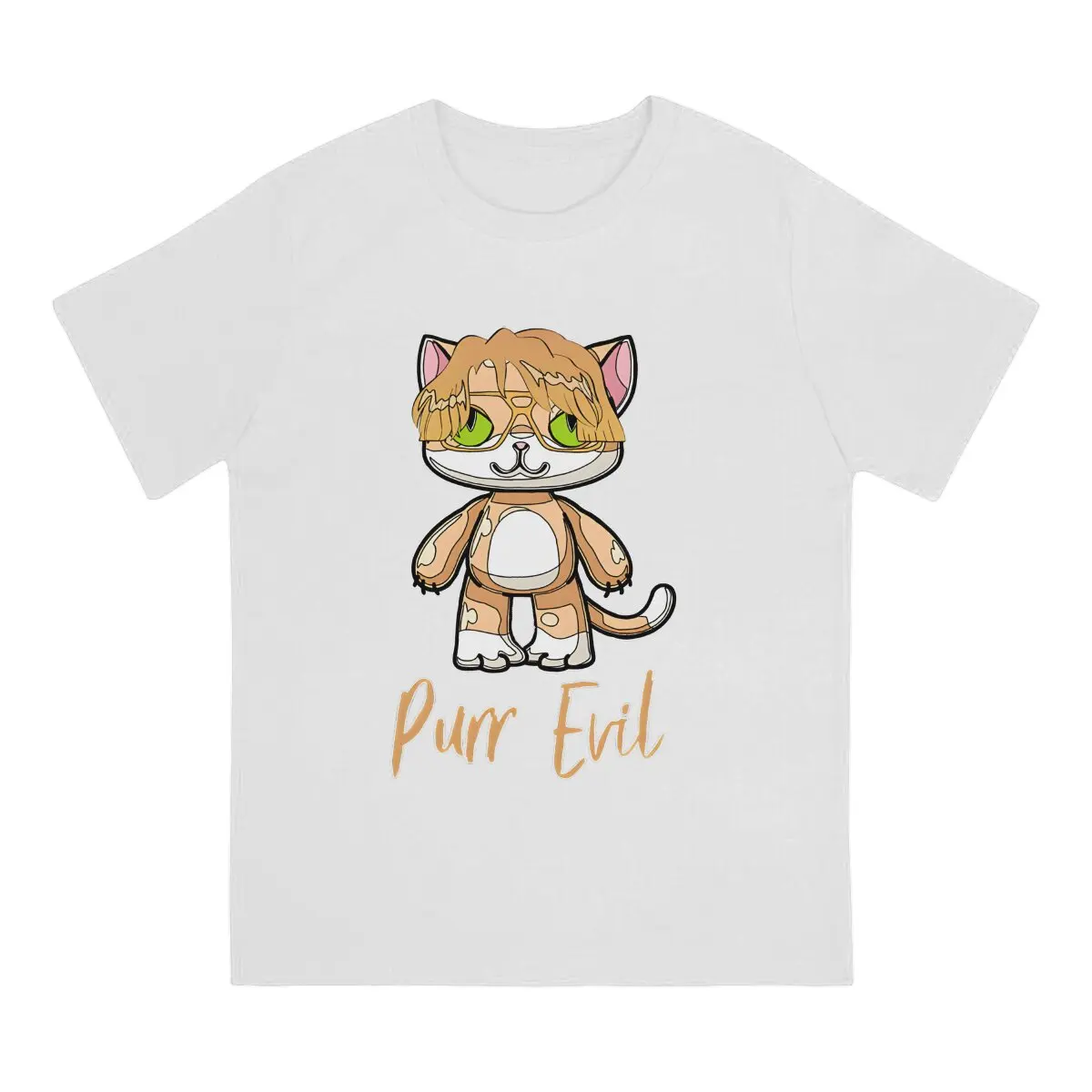 Purr Men's T Shirts Evil Cat Hipster Tee Shirt Short Sleeve Crew Neck T-Shirts Pure Cotton 4XL 5XL Tops