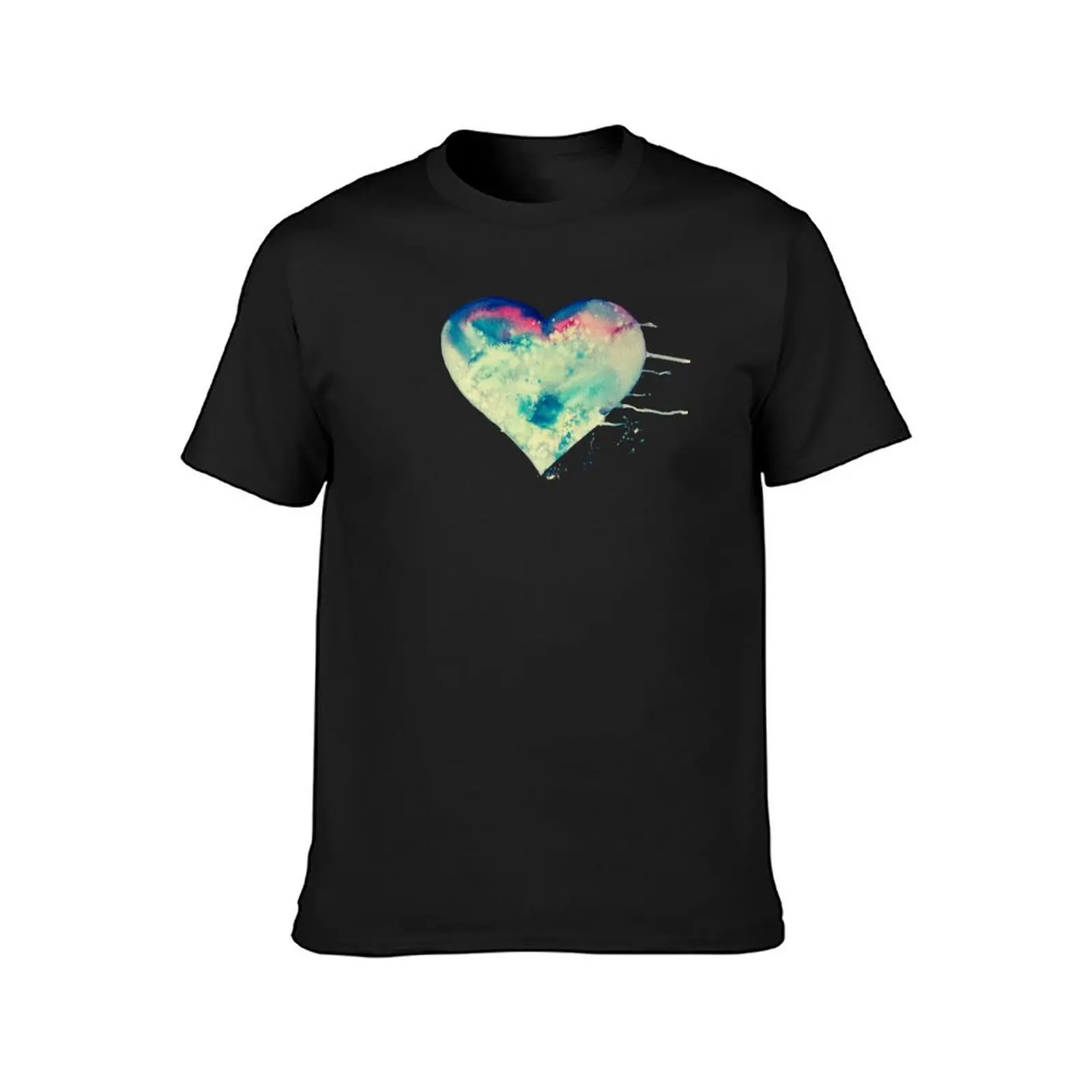 Fierce Heart - Watercolor Heart on Fire T-Shirt anime clothes blanks plus size tops mens clothing