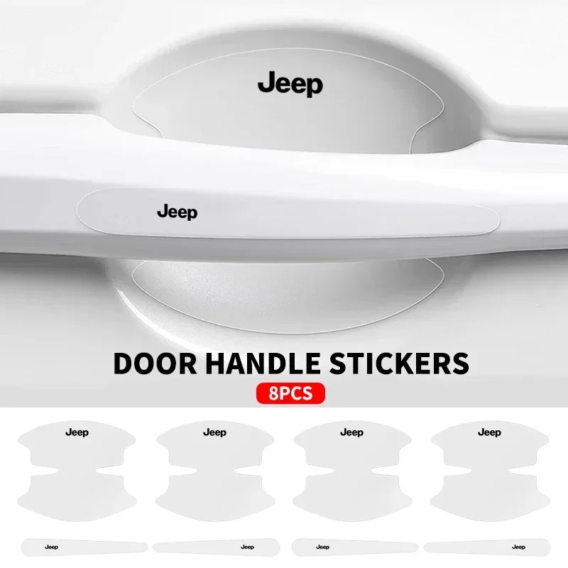 

8pcs Transparent Car Door Handle Bowl Stickers Anti-scratch Protection For JEEP Renegade Patriot Weangler Cherokee Trail Hawk