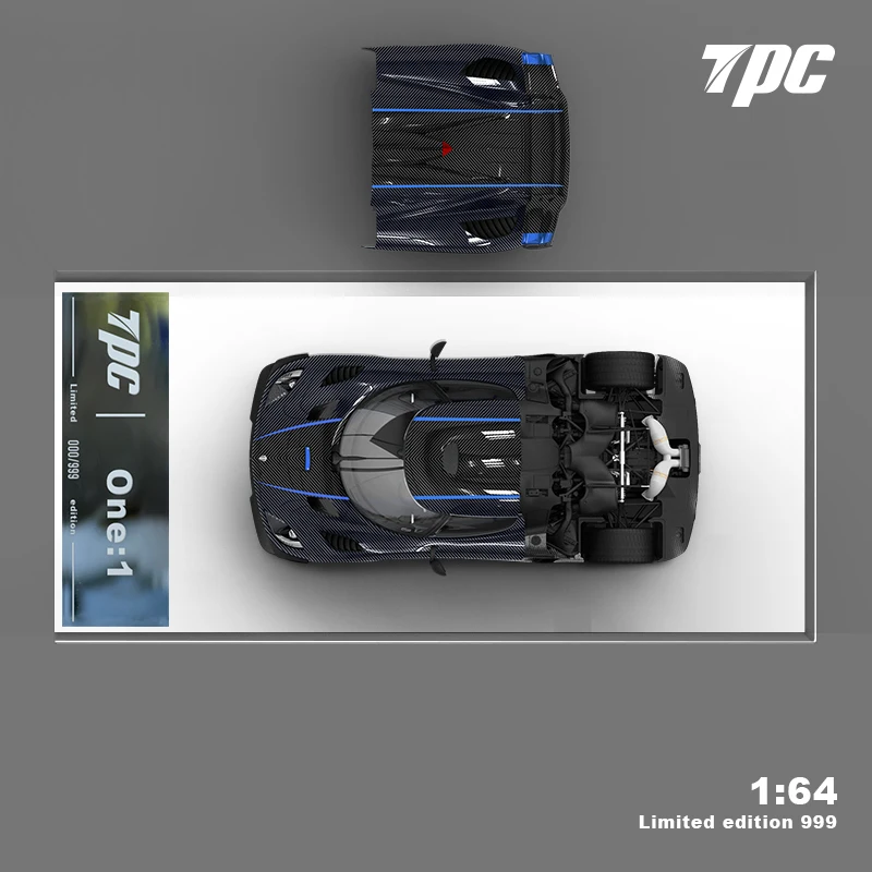 TPC In Stock 1:64 ONE Carbon Fiber Hood Blue Stripe Opened Diecast Diorama Model Collection Miniature Carros Toys