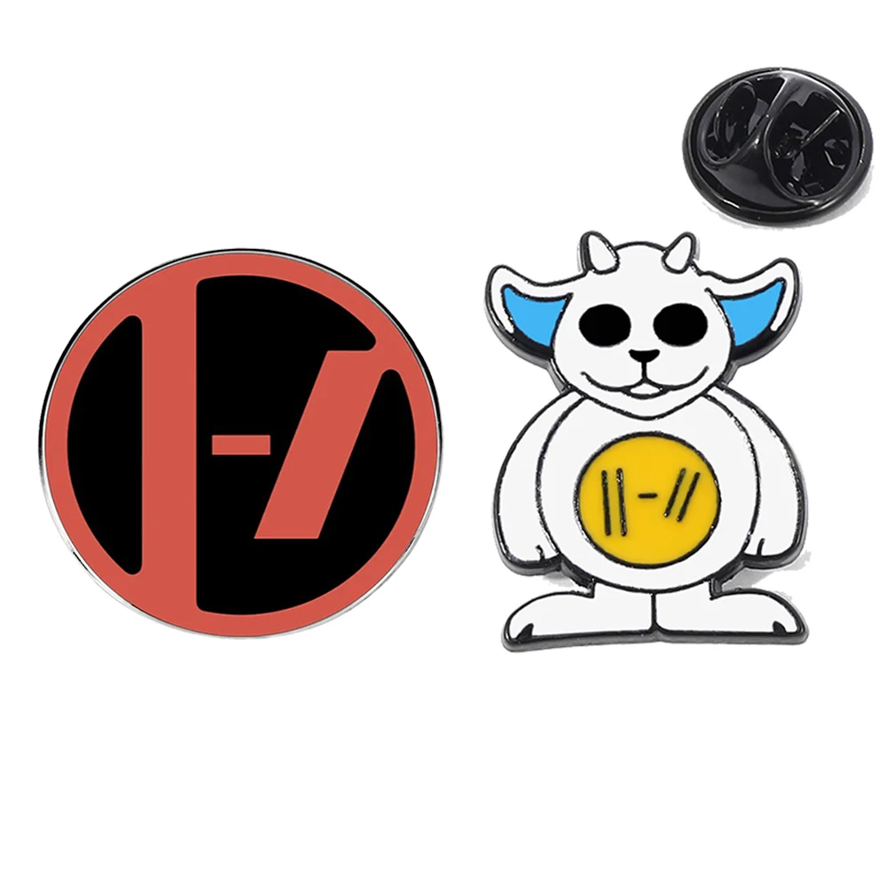 Twenty One Pilots Pins 2 estilos banda musical broche de botón para hombres mujeres Fans mochila solapa bolsa insignias Rock joyería regalos