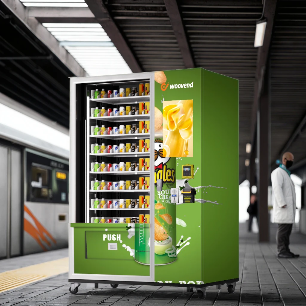 

Торговый автомат Metro для еды и напитков Изготовленные на заказ кредитные карты и денежные оплаты Самопродажный торговый автомат с 32-дюймовым сенсорным экраном