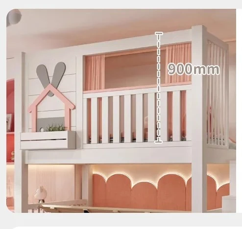 Factory Direct 2026 Nordic All Solid Wood Children's Bed Girls Two-story Bed High Guardrail With Wide Small Apartment Slide Cast