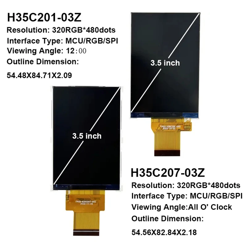 3.5 Inch 320*480 Display Mode MCU RGB SPI Interface ST7796S TFT LCD Display Professional Custom Resolution