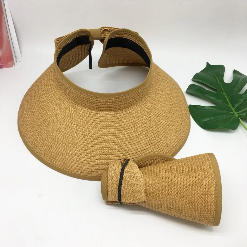 Summer Hats For Women Roll Up Sun Visor Wide Brim Straw Hat Summer Foldable Packable UV Protection Cap for Beach Travel Bonnet