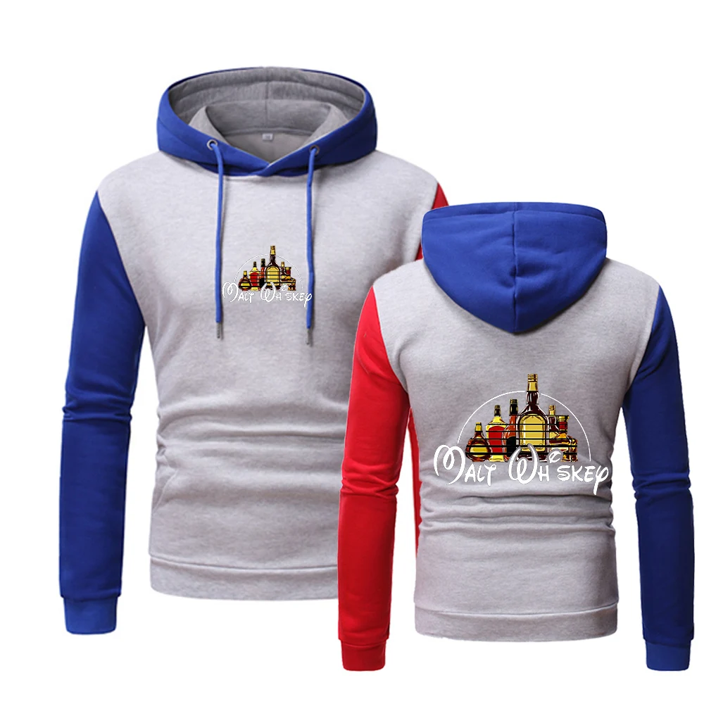 

2021 New Men's Spring and Autumn Malt Whiskey Printing Movement High Quality Hoodie Splicing Popular Casual Hooded Clothing Tops