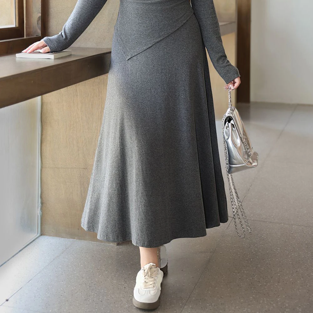 Women's Long Skirts Autumn 2024 Good Quality Daily Commuter Calf Length A-Line Skirt