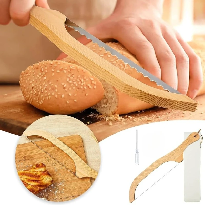 

Stainless Steel Serrated Saw Bread Cutter for Both Right and Left Handed Use 15.7" Bread Slicer for Homemade Bread Premium