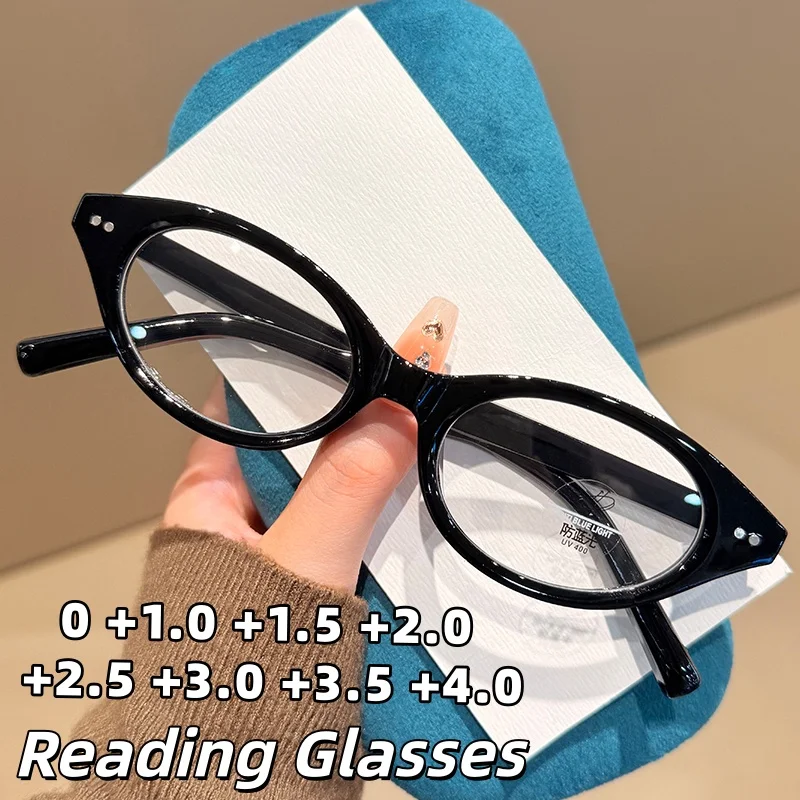 

New Fashionable Small-Frame Reading Glasses Women's Retro Cat-Eye High-Definition Comfort Presbyopic Glasses 0 To +4.0