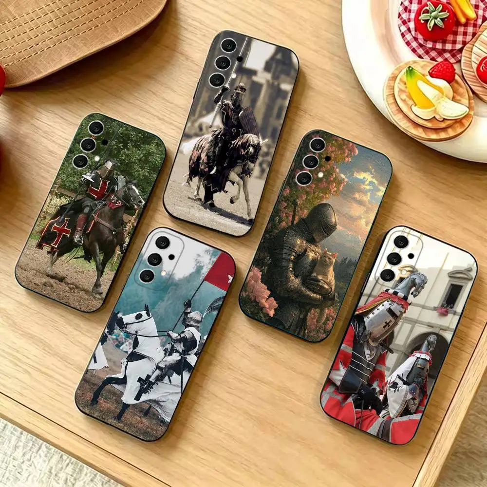 European Knight Phone Case For Samsung S26,S25,S24,S21,S22,S23,S30,Ultra,S20,Plus,Fe,Lite,5G Black fashion Cover