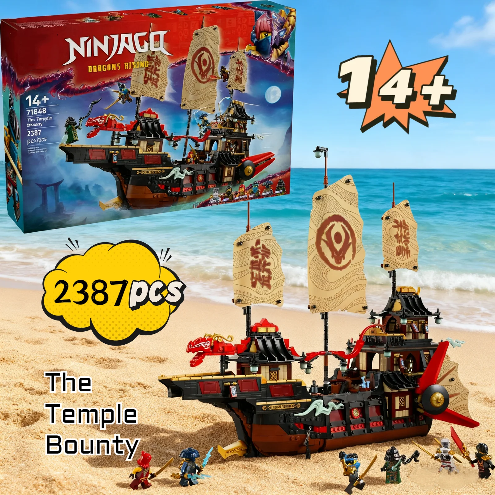 Meilleur vendeur 71848 blocs Temple Bounty blocs de construction bateau classique voilier briques assemblage jouets pour enfants cadeaux de noël