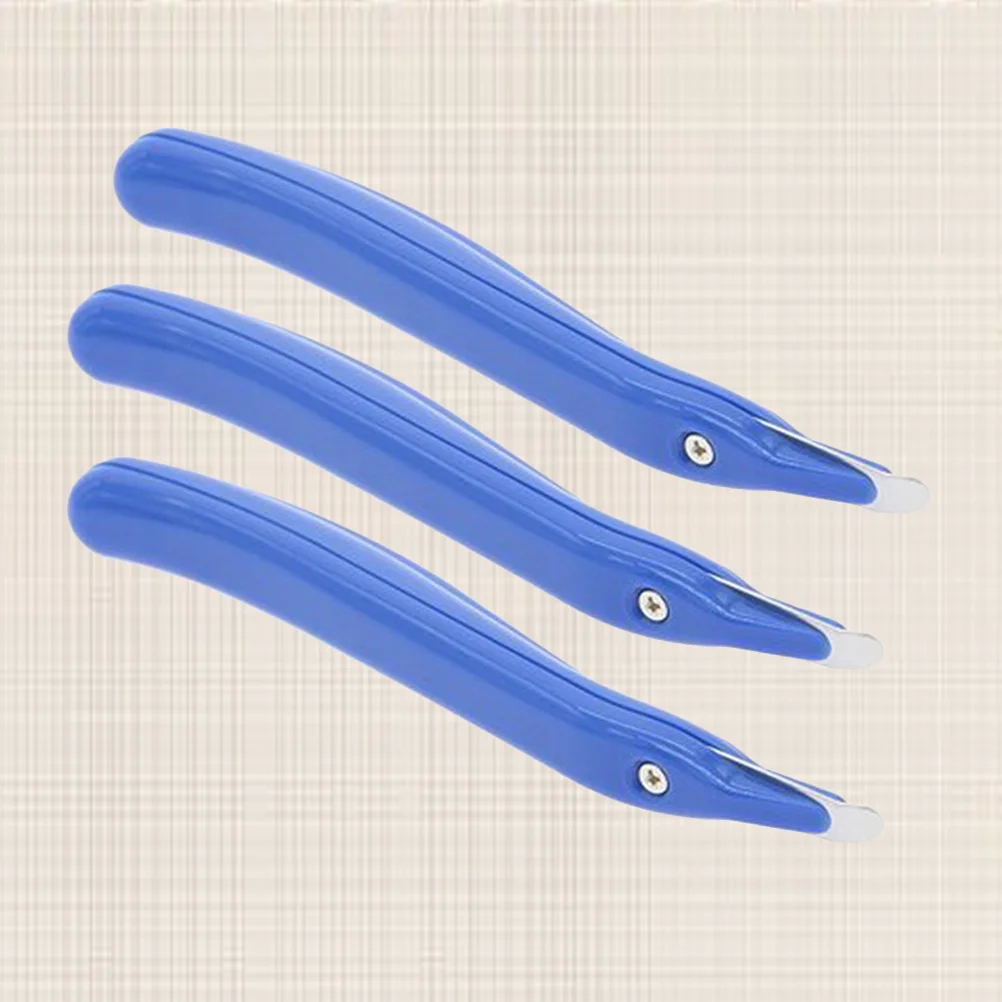 3 قطع من مزيل التيلة المحمول مادة بلاستيكية حديدية خفيفة الوزن وآمنة ومريحة ومزيل التيلة الزرقاء