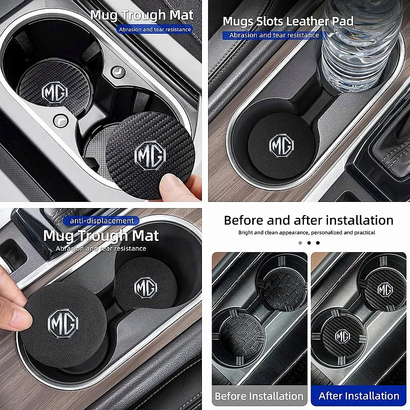 Wear‑Resistant Non‑Slip Cup Holder Mat 2Pcs Fit MG ZS EV MG4 Cyberster MARVEL‑R Easy‑Install Car Tuning Accessories