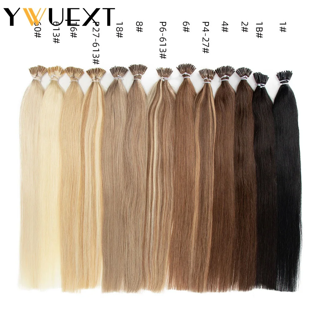 Straight I Tip Human Hair Extensions Fusion Hair Extensions Little Thin Keratin Capsule Hair 14-20 inches 30g/pack No Rings