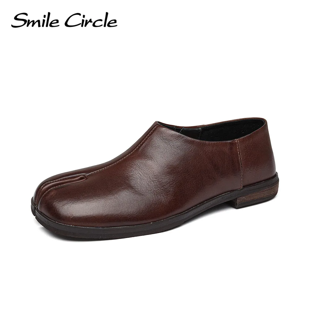 Smile Circle Women's Loafers Leather Tabi Ninja Shoes Comfortable Fashion Flats