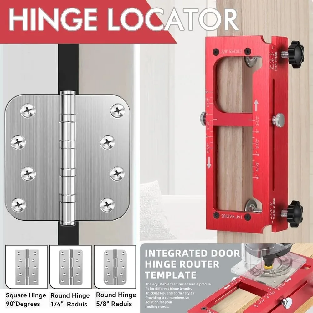 Aluminum Alloy Door Hinge Template Jig Kit Durable Adjustable Mortise Guide Mortising Locator Jig Red/Blue/Black Auxiliary