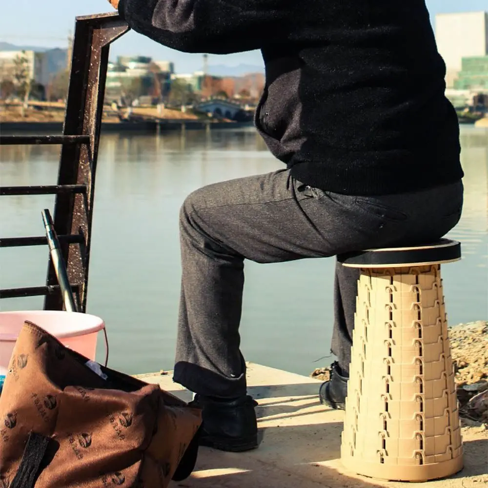 

Adjustable and Extendable Telescoping Folding Stool Soft Rubber Seats Sturdy Camping Stool Strong Load-bearing Collapsible