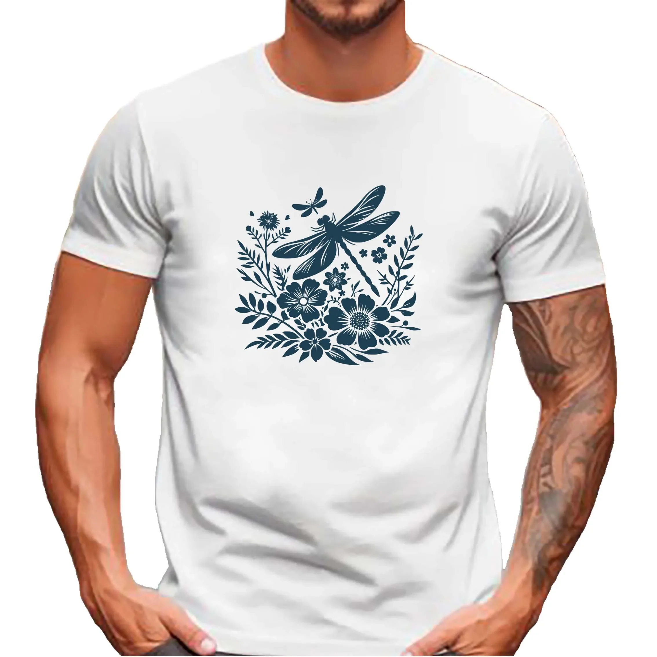 Dragonfly Flowers Customized T Shirt Design Cotton My Own Photo Men Women Tees Tshirt Custom Print Logo Pattern Brand Graphics