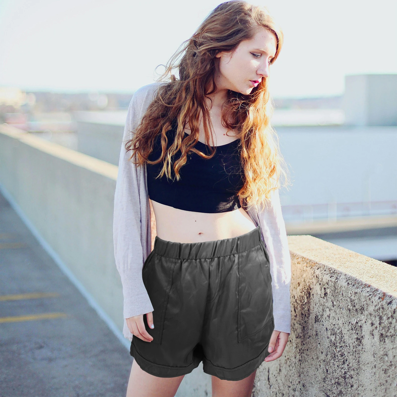 

High Waisted Shorts Women Summer Casual Elastic Waist Breathable Stretchy Fabric Comfortable Loose Fit for Yoga