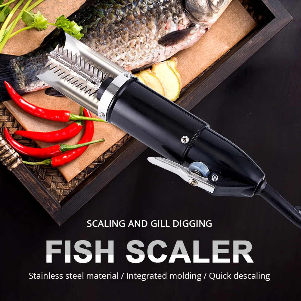 120W Electric Fish Scaler Fishing Scale Fish Cleaning Tools Fish Scale Remover Fish Scales Scraper Descaler Seafood Cleaner Tool