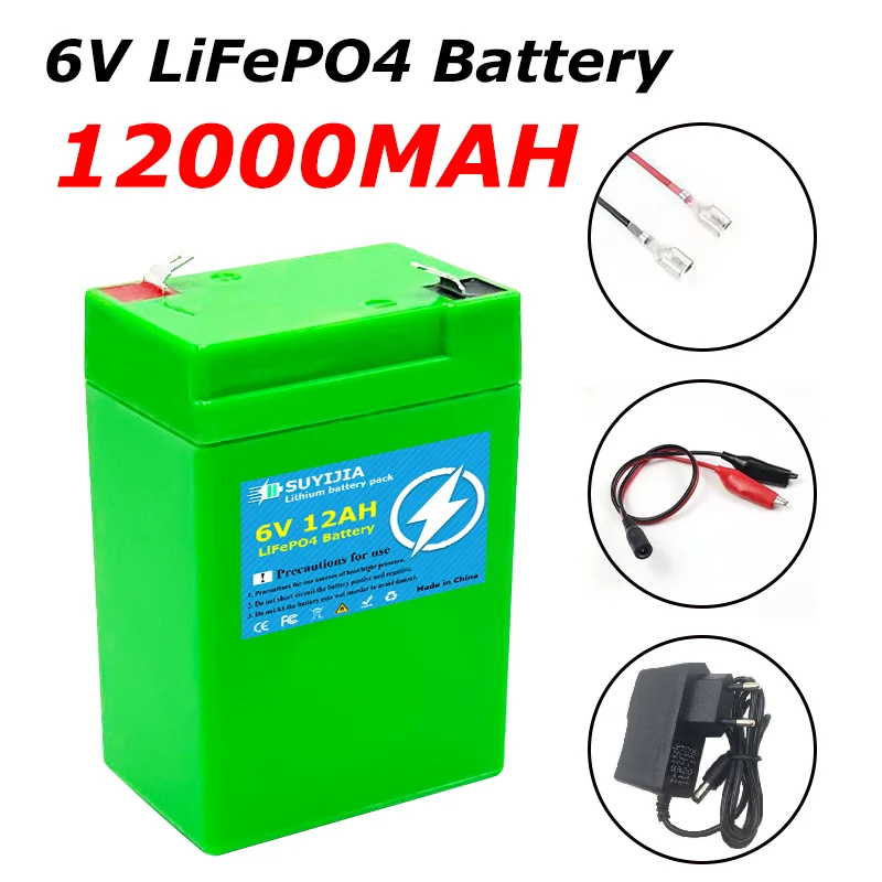

Аккумулятор LiFePO4 6В 12000мАч с BMS, перезаряжаемая литий-железо-фосфатная батарея для аварийного освещения, фонарей, детских электромобилей