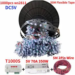 1000szt DC5V WS2811 12mm Pełnokolorowy moduł LED Światło IP68 Wodoodporny i 50M Diy Black Band Elastyczna taśma lub RGB Pełny zestaw Pixel