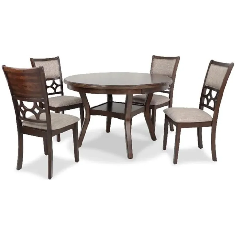 5-Piece Dining Set with 1 Table and 4 Chairs, Cherry Brown