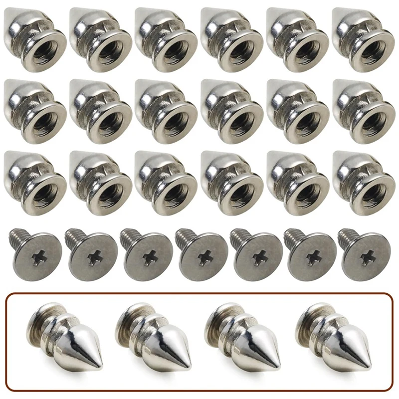 100 stuks spikes en studs 9,5 mm spikes voor kleding metalen studs klinknagels zilver voor leer punk spikes accessoires schroef terug