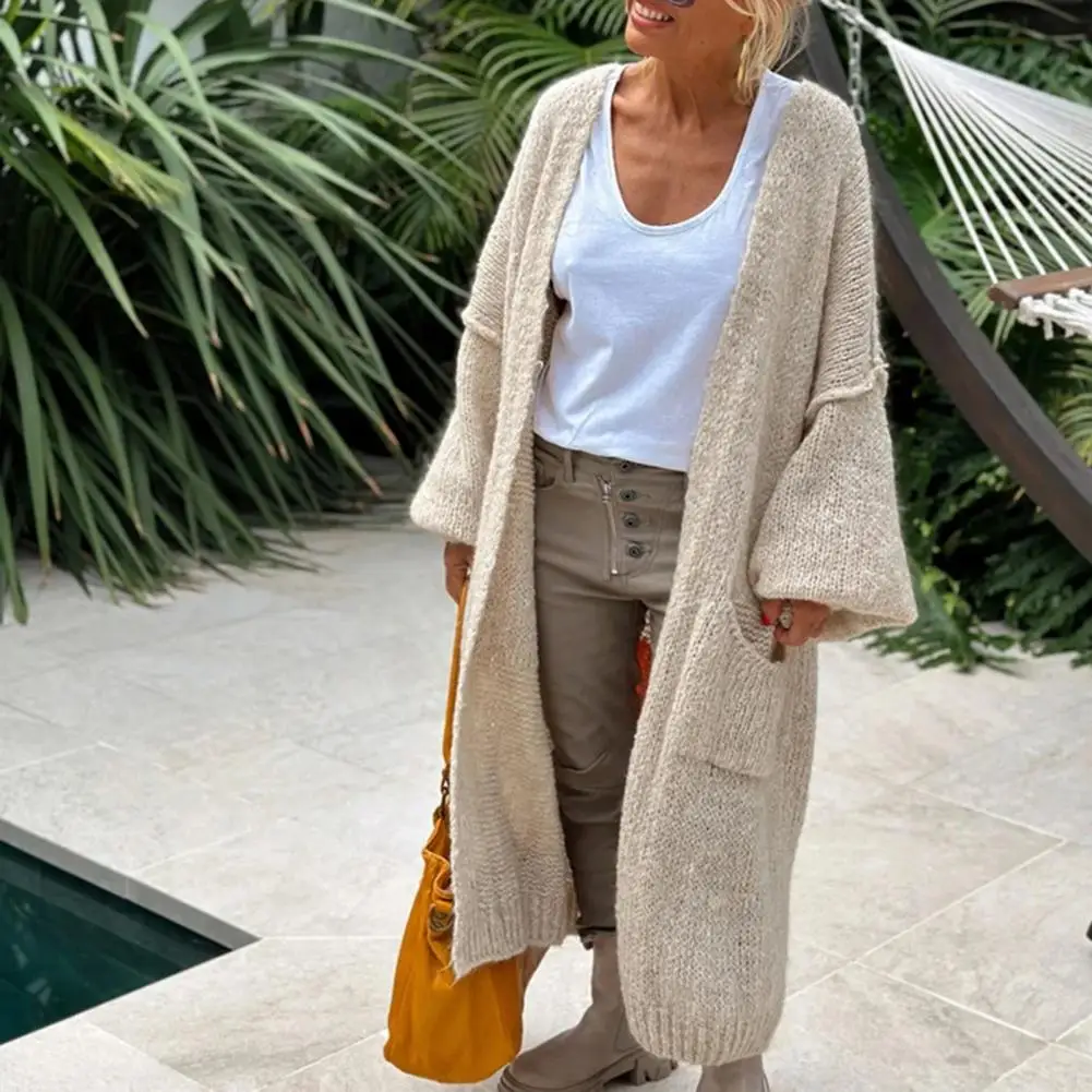 

Women Sweater Jacket Lightweight Thermal Knit Cardigan Solid Color Long Sleeve Elegant Coat For Casual Daily Wear Work Shopping