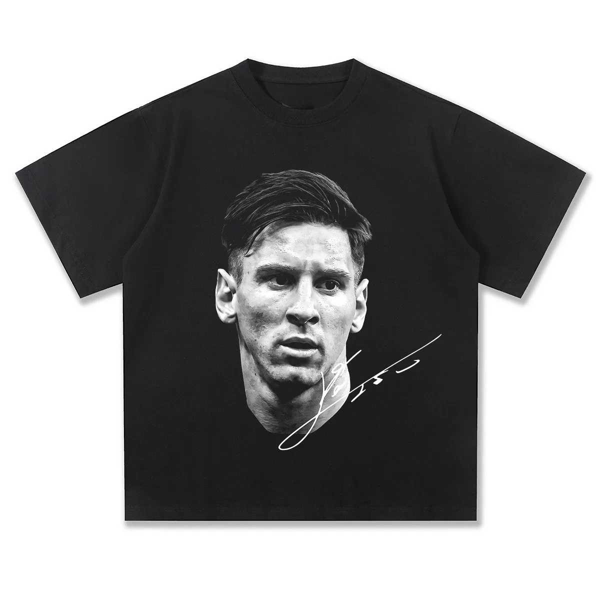 

2025 Spring/Summer Leo Messi Football Vintage Printed Sports Casual Short Sleeve T-shirt Men's and Women's American Top