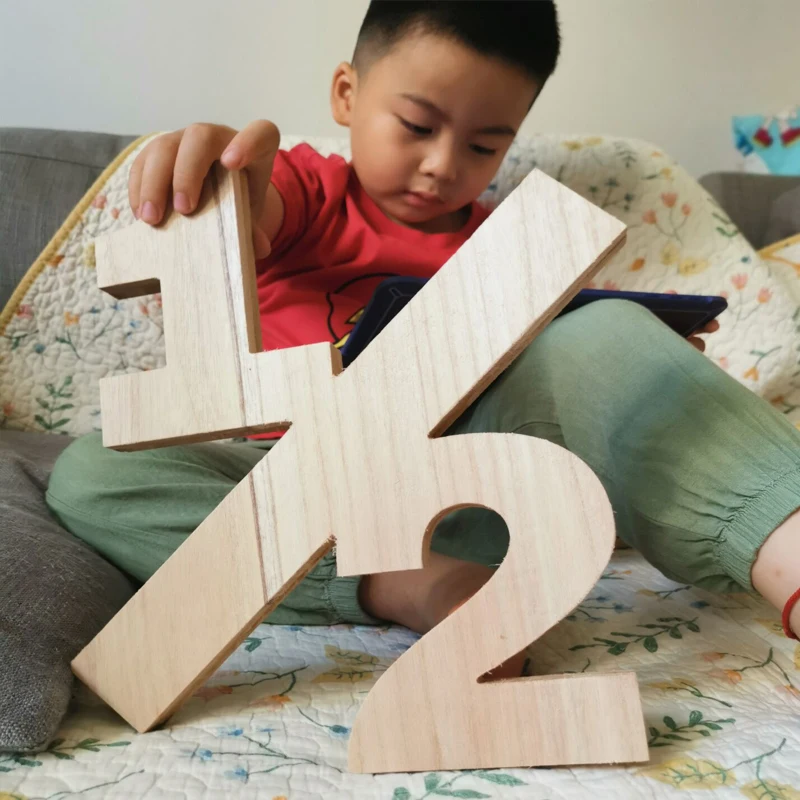 Wooden photo props for baby's birthday, 30cm, 1/2 inch, number sign for 6 month birthday