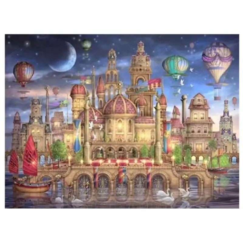 

The cross-stitch set "Winter Castle" 28CT, 18CT, 14CT, 11CT is available with the option of the saga printed fabric handcrafted