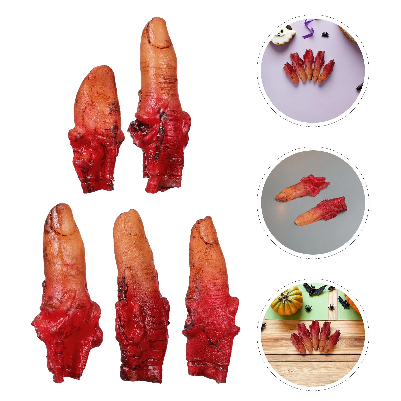 

4Sets Halloween Fake Bloody Severed Fingers Scary Curved Plastic Props Realistic Haunted House Party Prank Trick Supplies