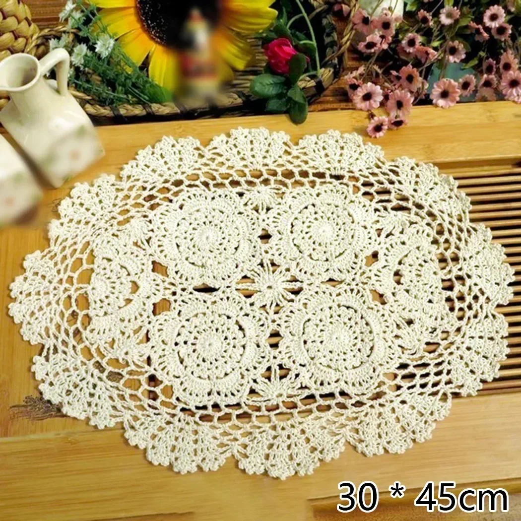 Lace Round Cotton Table Mat Crochet Wedding Dining Doily Coffee Coasters Cotton Napkin Kitchen Table Lace Doily Banquet Decor