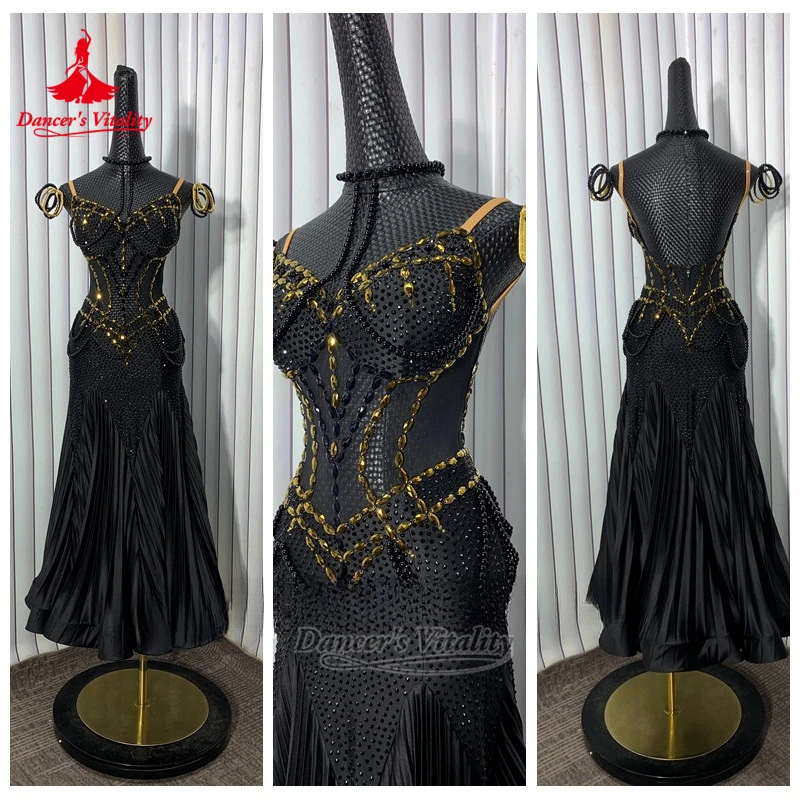 Blackpool Dance Festival Ballroom Sleeveless Wrapped Hip Dresses Custom Dancer's Vitality Adult Teenagers Waltz Foxtrot Clothing